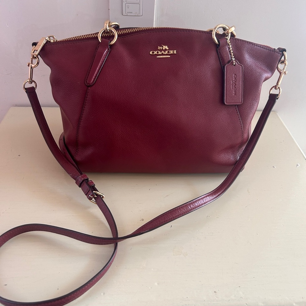 Coach Deep Red Leather Shoulder Bag